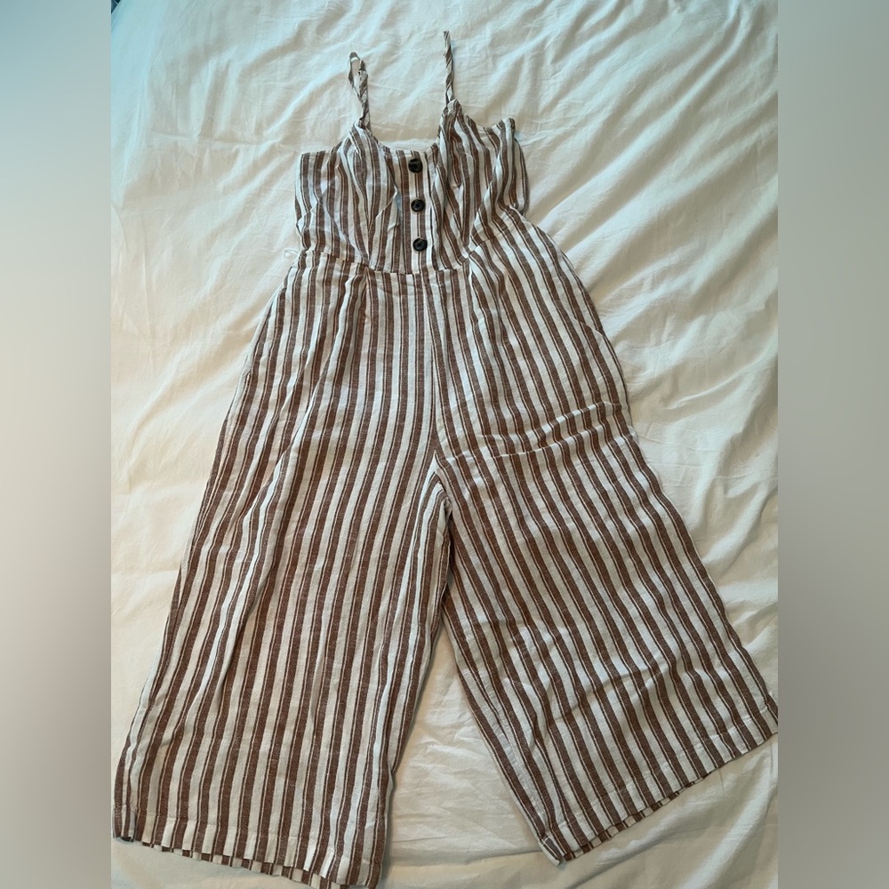 Universal Thread Brown and White Striped Jumpsuit